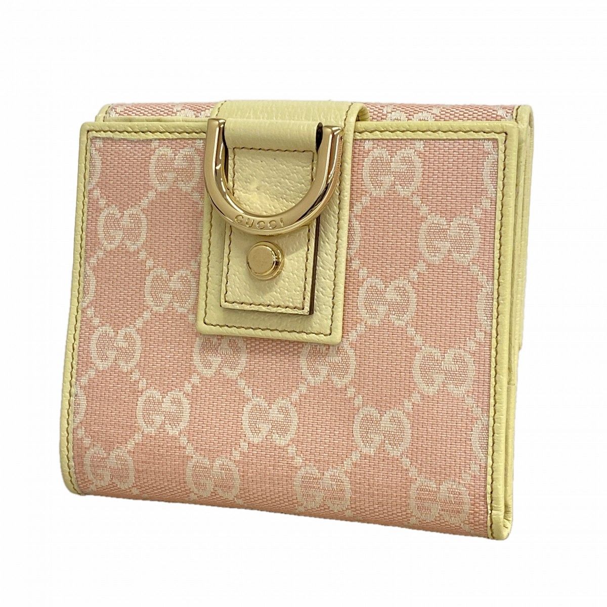 Gucci Wallet GG Canvas Abbey Pink Champagne Gold