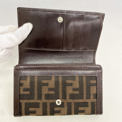 Fendi Wallet Zucca Nylon Canvas Brown Silver — view 3