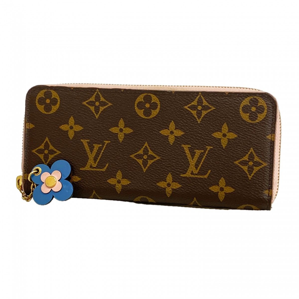 Louis Vuitton Wallet Monogram Portefeuille Clemence Blue Rosevalerine Flower