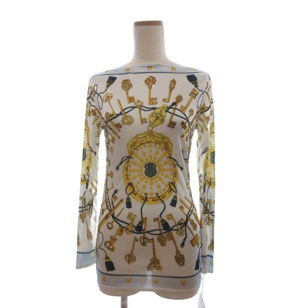 Hermes Martin Margiela Era Top Long Sleeve Allover Key Pattern White 36
