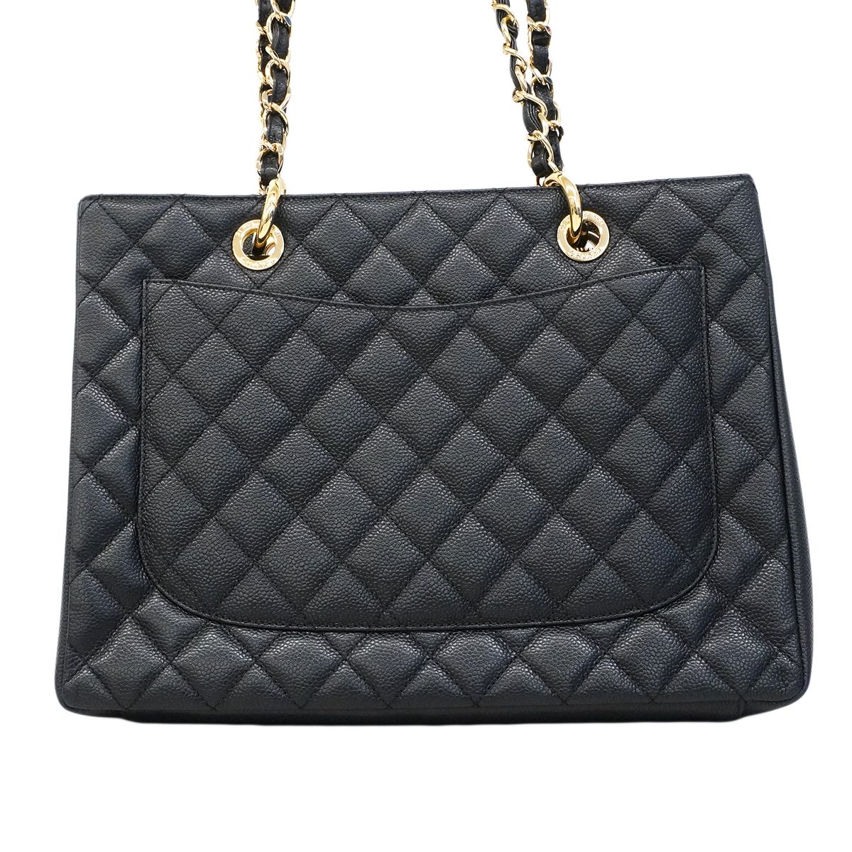 Chanel Chain Tote Quilted Caviar Leather Black Gold — view 8