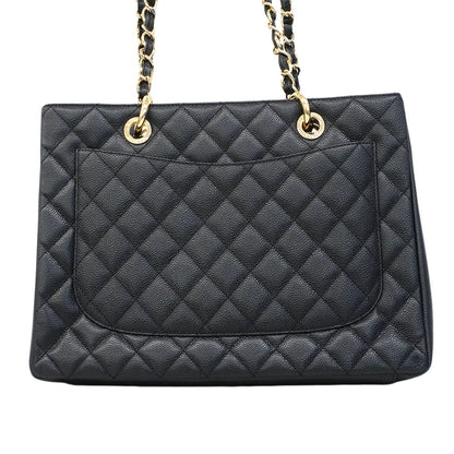 Chanel Chain Tote Quilted Caviar Leather Black Gold — view 8