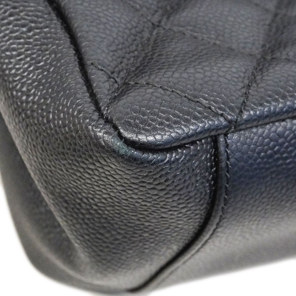 Chanel Chain Tote Quilted Caviar Leather Black Gold — view 6