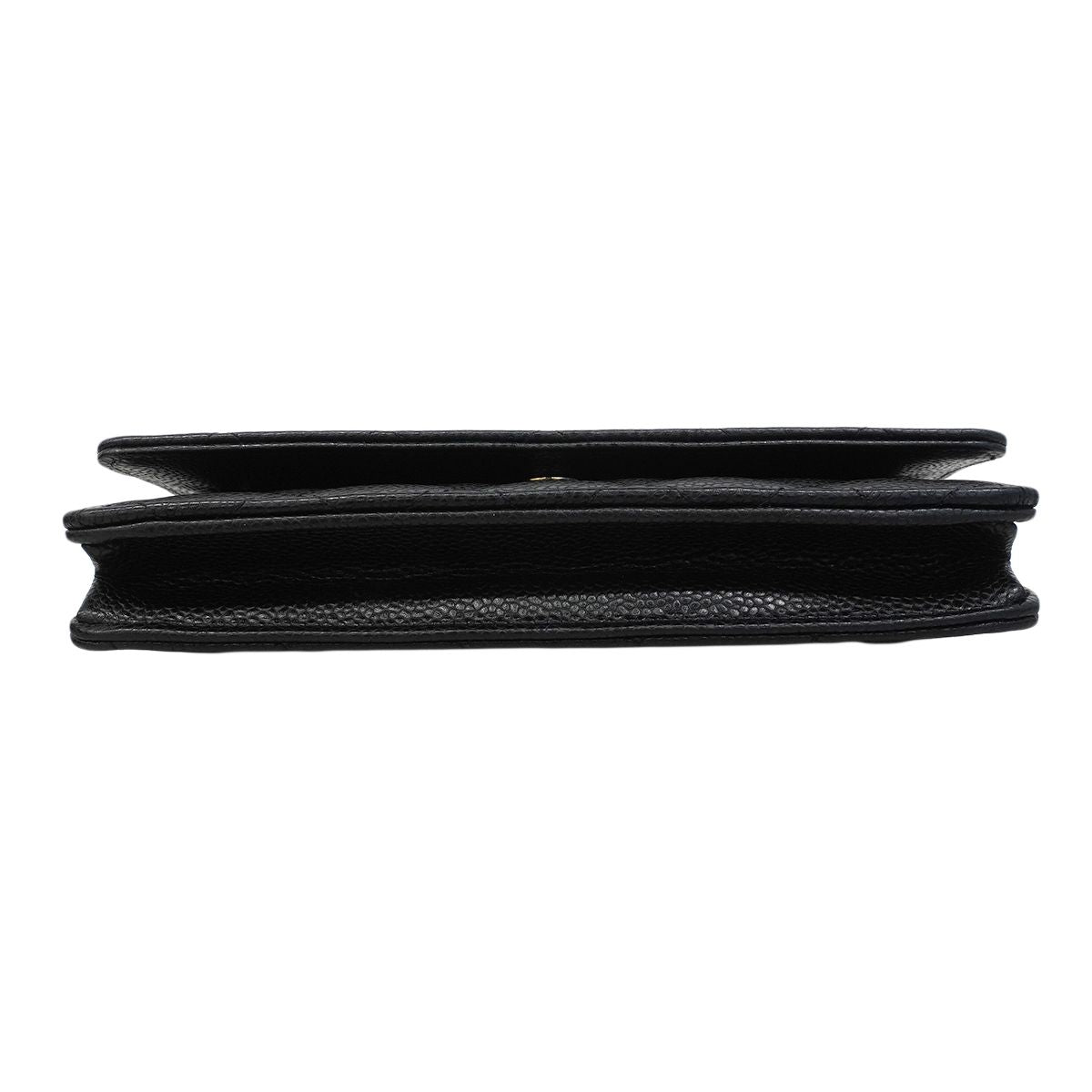 Chanel Shoulder Wallet Quilted Caviar Leather Black Gold — view 3