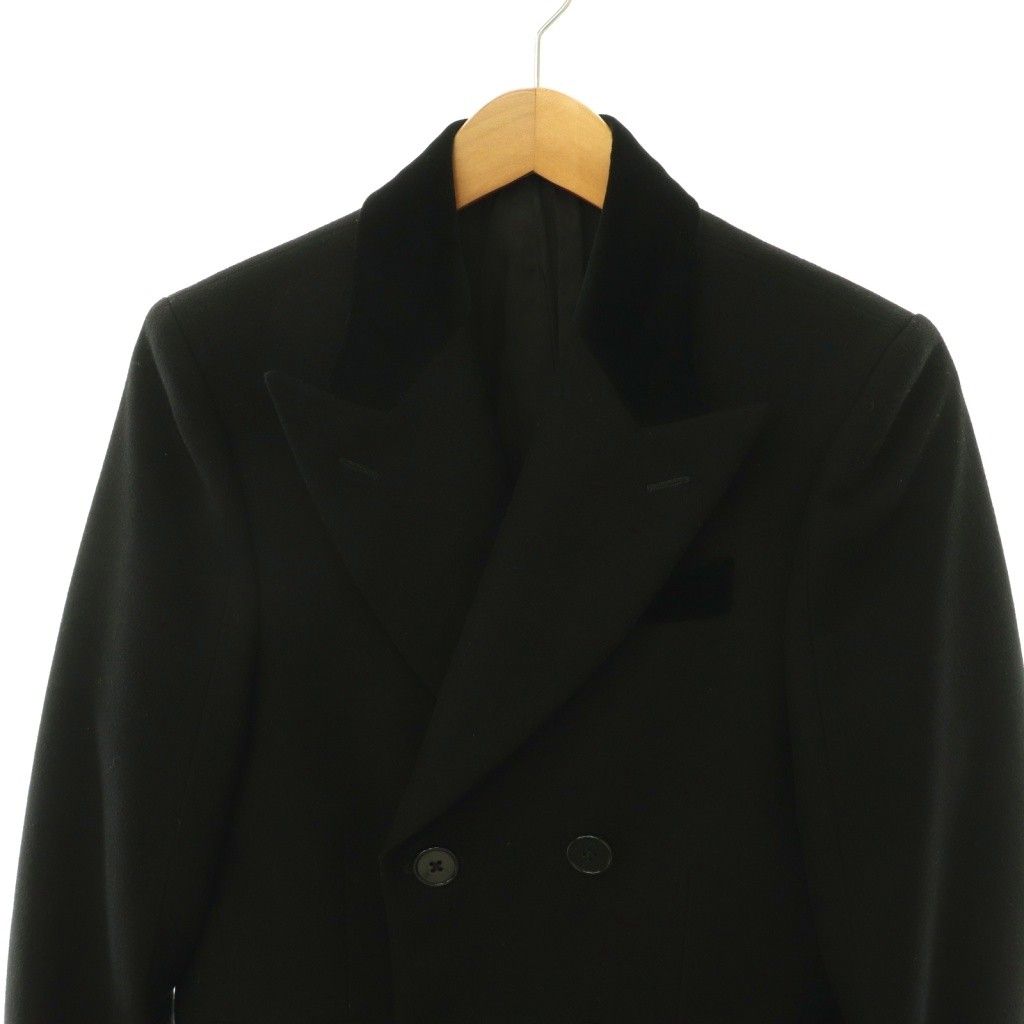 Bottega Veneta Velour Contrast Double Wool Coat Long Fully Lined 44 Black DO — view 4