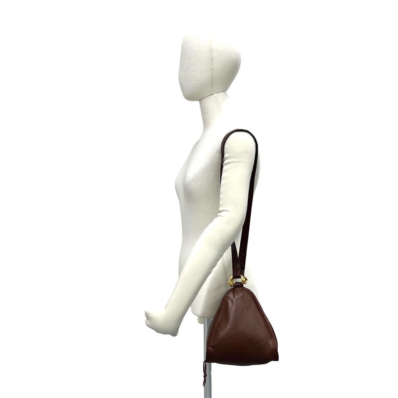 Loewe Vintage Anagram Logo Leather Mini Shoulder Bag Pochette Brown — view 2