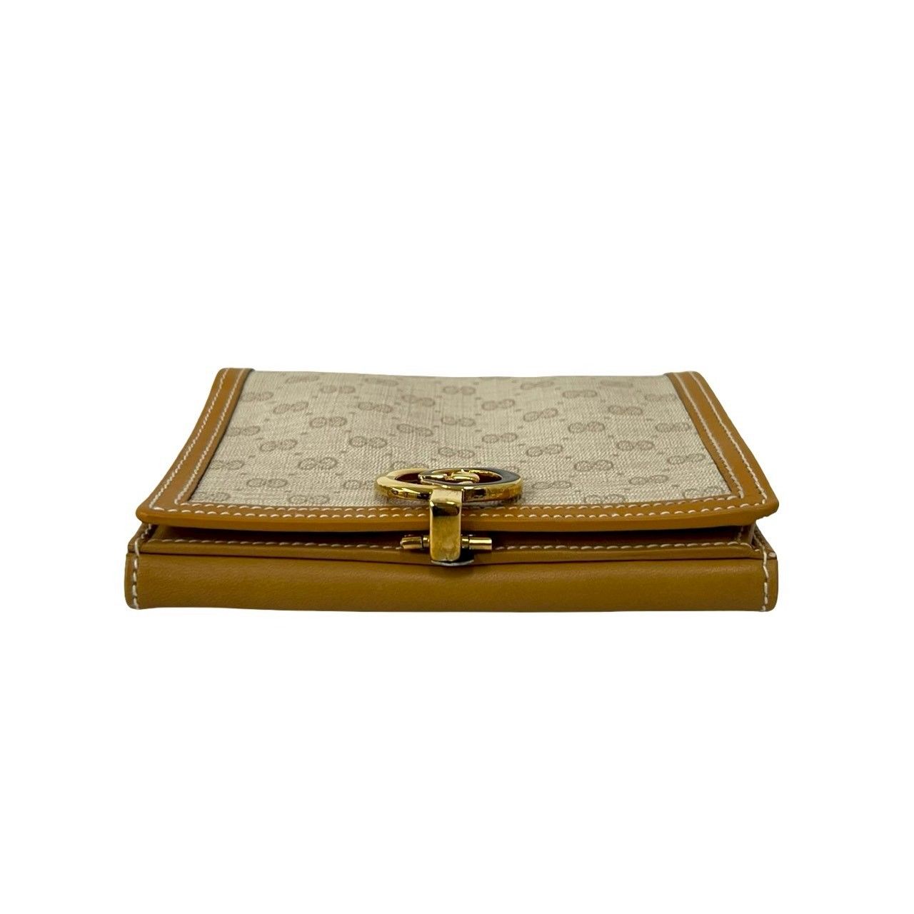 Gucci Vintage Micro GG Logo Leather Bifold Wallet Camel Ivory — view 3