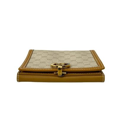 Gucci Vintage Micro GG Logo Leather Bifold Wallet Camel Ivory — view 3