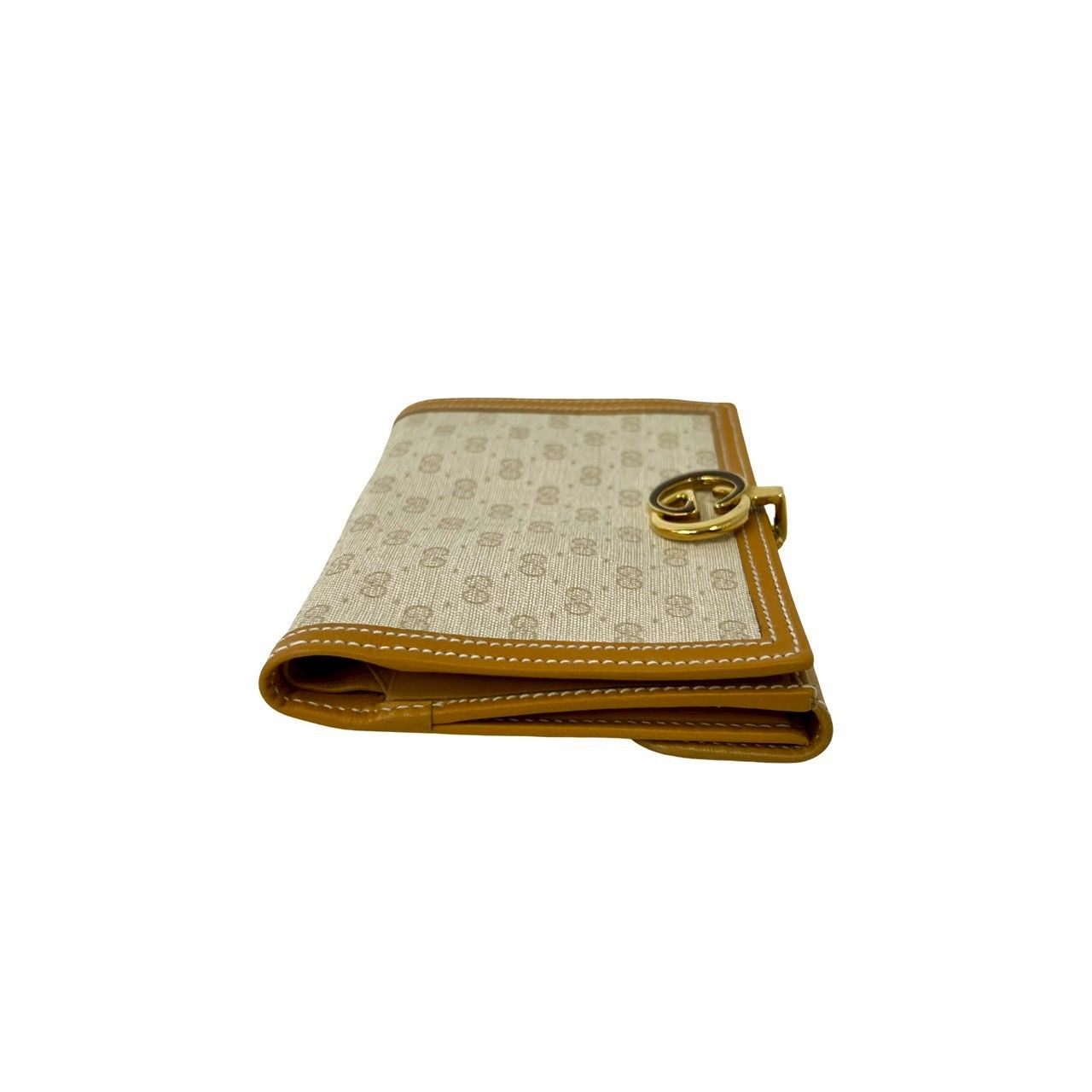 Gucci Vintage Micro GG Logo Leather Bifold Wallet Camel Ivory — view 5