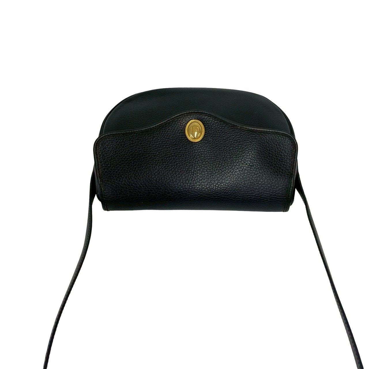 Dior Vintage CD Logo Leather Shoulder Bag Pochette Crossbody Black — view 4