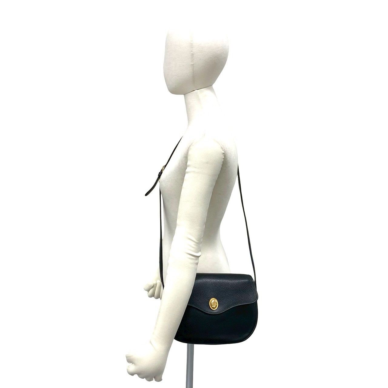 Dior Vintage CD Logo Leather Shoulder Bag Pochette Crossbody Black — view 2