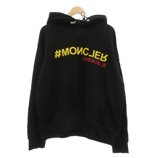 Moncler Grenoble Brushed Sweatshirt Pullover Hoodie L Black Rubber Logo MG