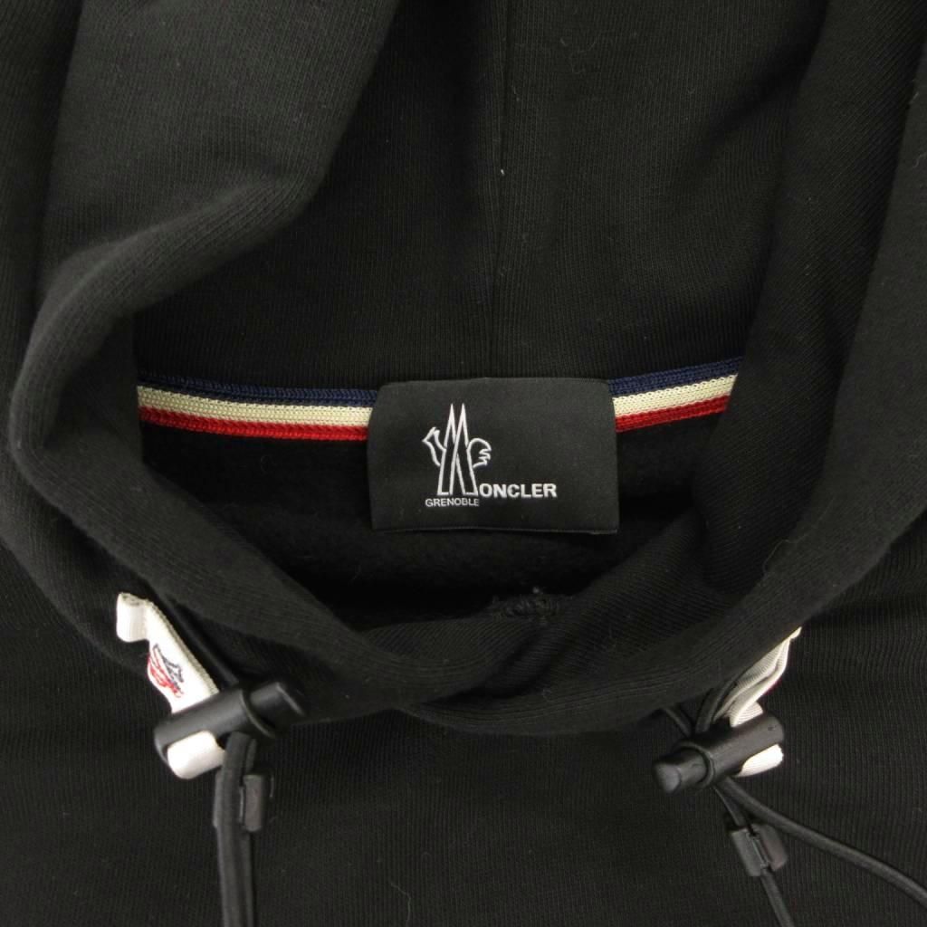 Moncler Grenoble Brushed Sweatshirt Pullover Hoodie L Black Rubber Logo MG — view 5