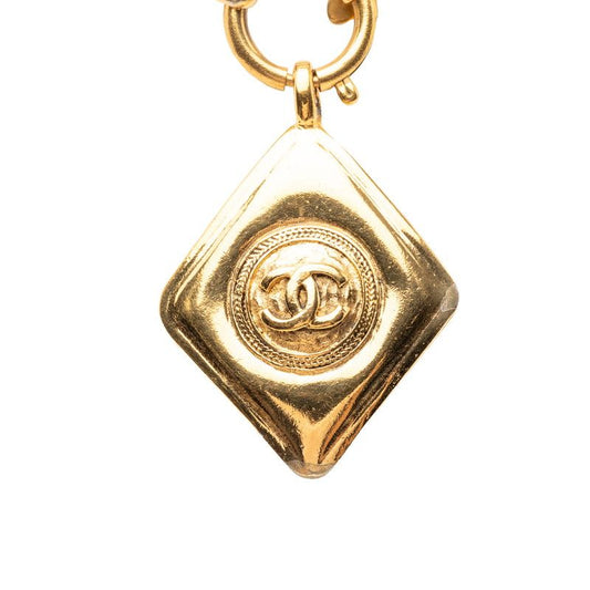 Chanel CC Logo Chain Pendant Diamond Gold Plated