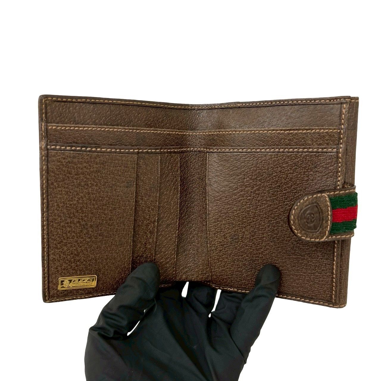 Gucci Vintage Sherry Line GG Logo Leather Bifold Wallet Brown — view 7