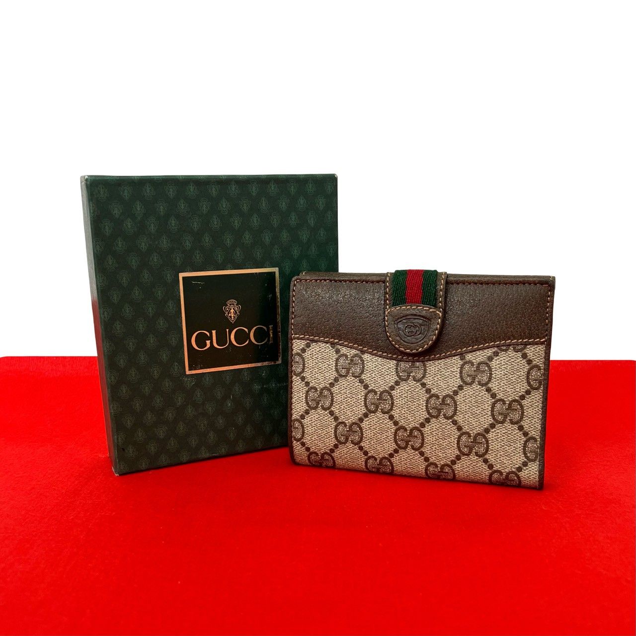 Gucci Vintage Sherry Line GG Logo Leather Bifold Wallet Brown