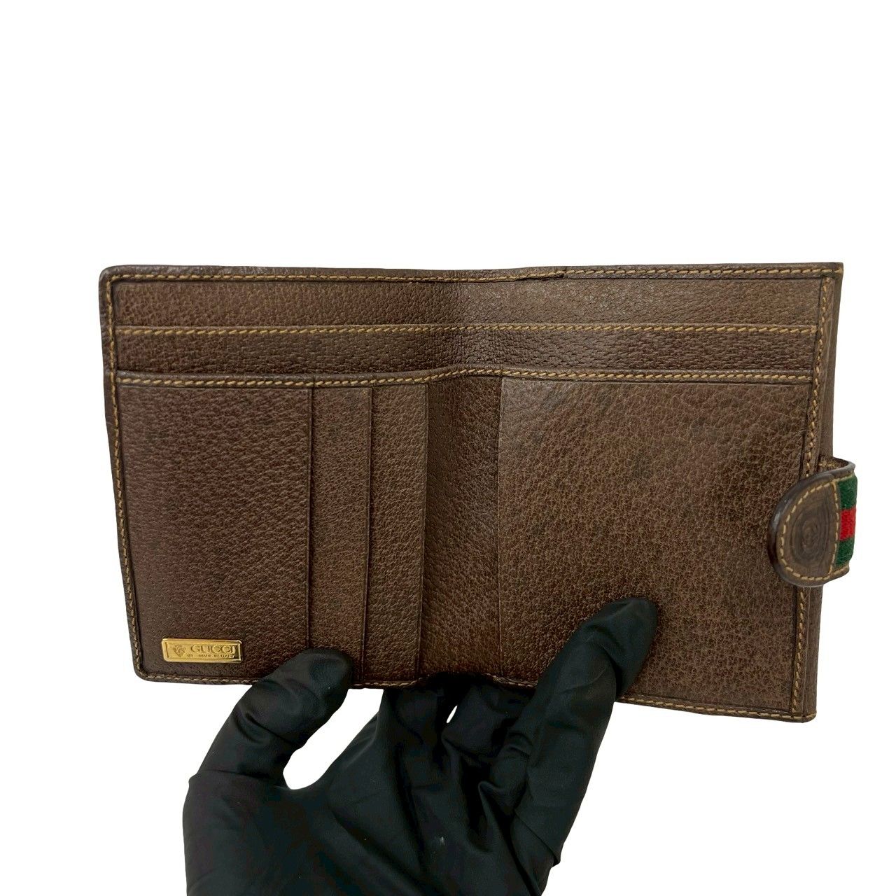 Gucci Vintage Sherry Line GG Logo Leather Bifold Wallet Brown — view 7