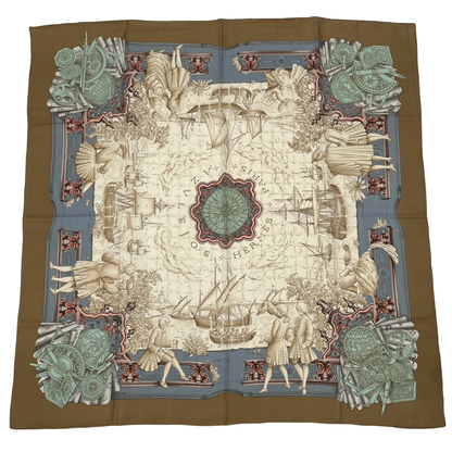 Hermes Carre 90 Azvlejos Noble Ship Scarf Silk Multicolor