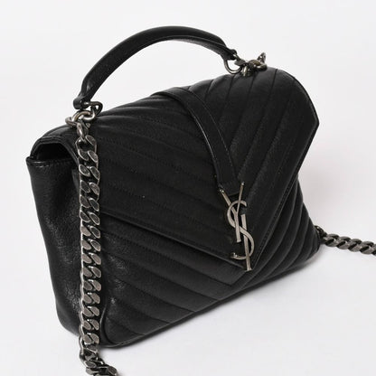 Saint Laurent Carre Shoulder Bag 2-Way Leather Black Silver — view 3