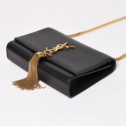 Saint Laurent Shoulder Bag Gold Black YSL Logo — view 4