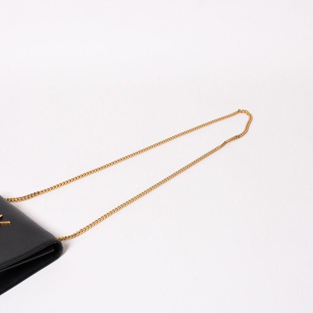 Saint Laurent Shoulder Bag Gold Black YSL Logo — view 5