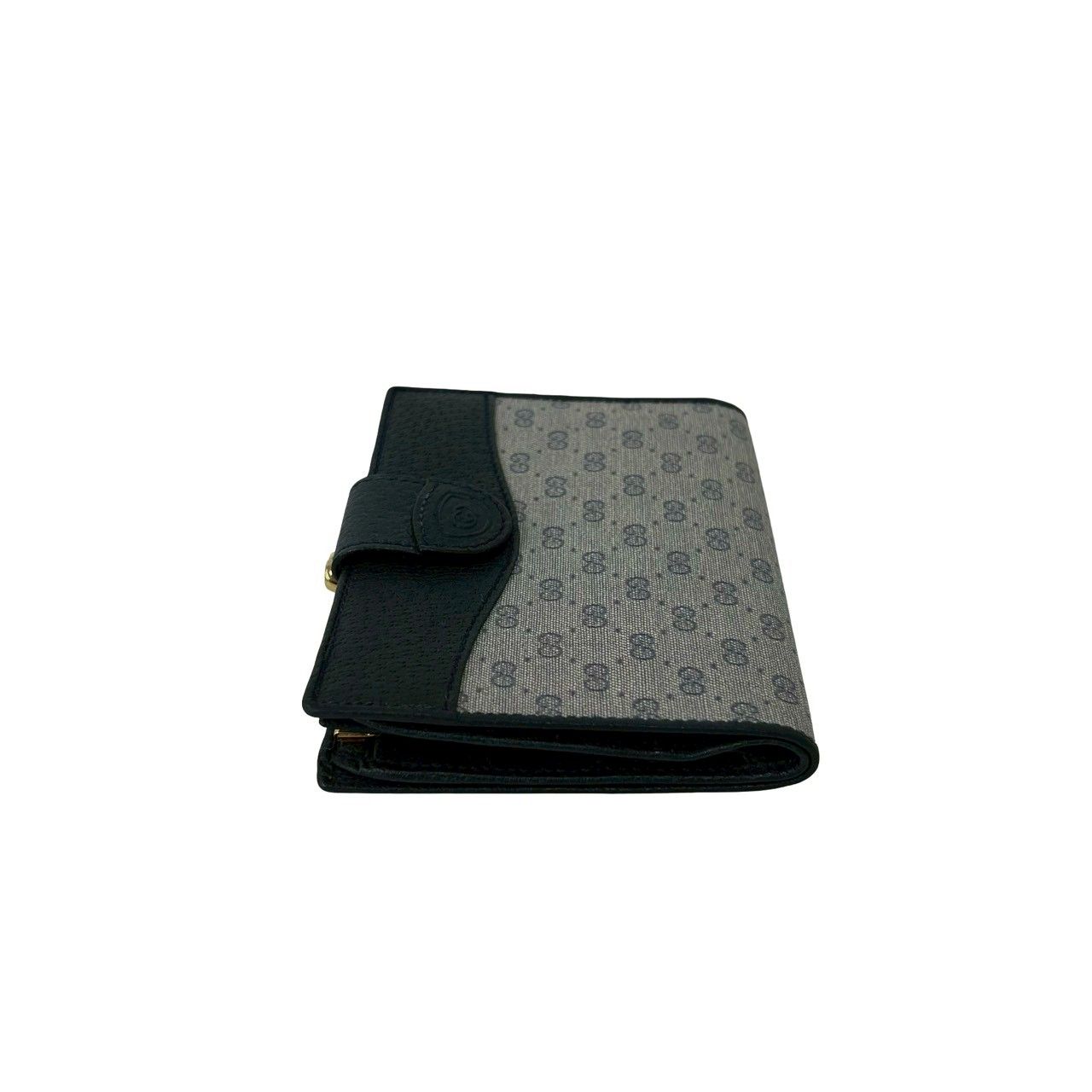 Gucci Vintage Micro GG Logo Leather Kiss Lock Bifold Wallet Navy — view 4