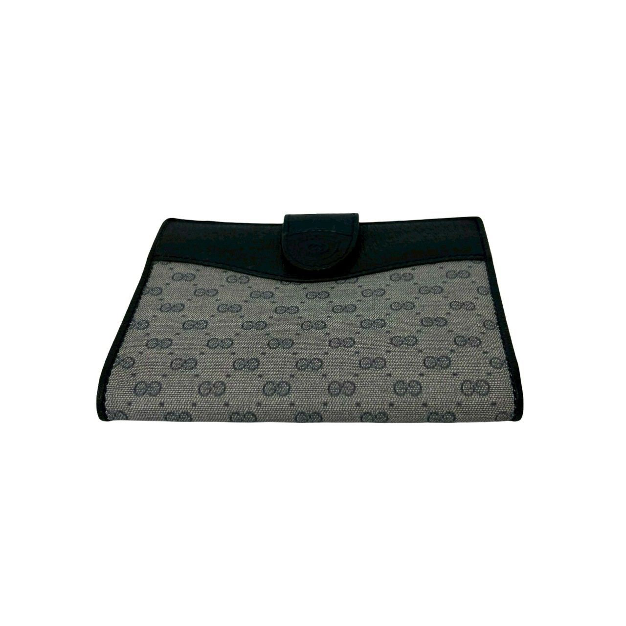 Gucci Vintage Micro GG Logo Leather Kiss Lock Bifold Wallet Navy — view 6