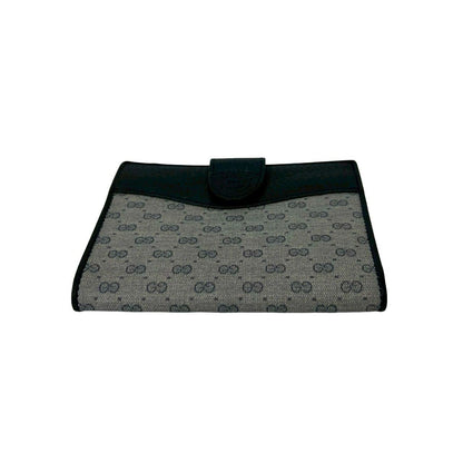 Gucci Vintage Micro GG Logo Leather Kiss Lock Bifold Wallet Navy — view 6