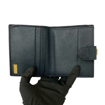 Gucci Vintage Micro GG Logo Leather Kiss Lock Bifold Wallet Navy — view 7