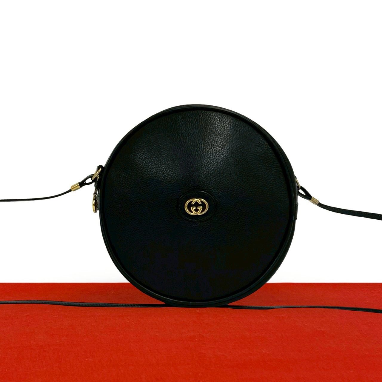 Gucci Vintage GG Logo Leather Mini Shoulder Bag Pochette Black