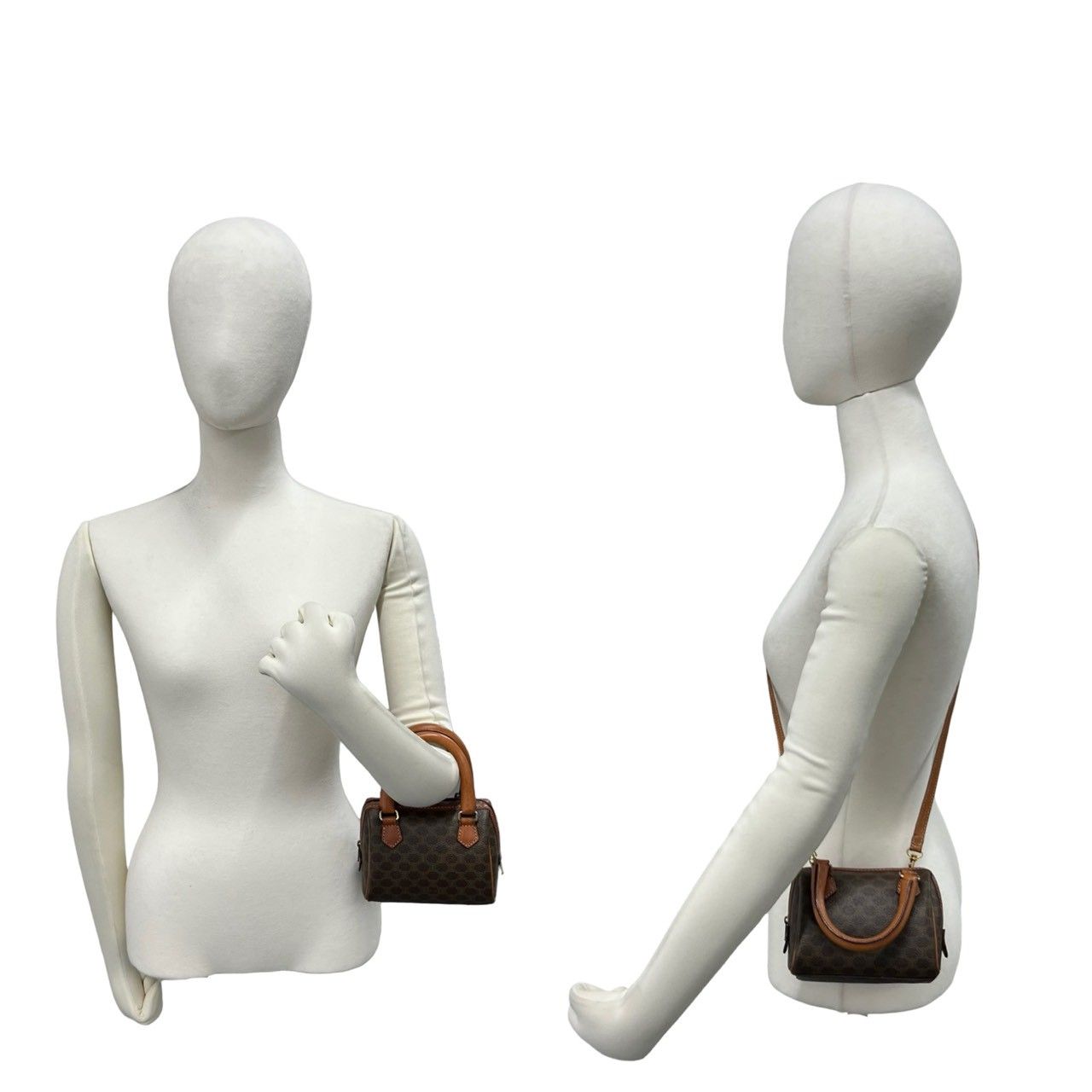 Celine Vintage Macadam Blason Pattern Leather 2-Way Mini Shoulder Bag Brown — view 2