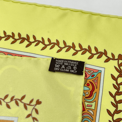 Hermes Carre 90 Silk Scarf Aux Portes du Palais Royal Palace Door Green — view 6