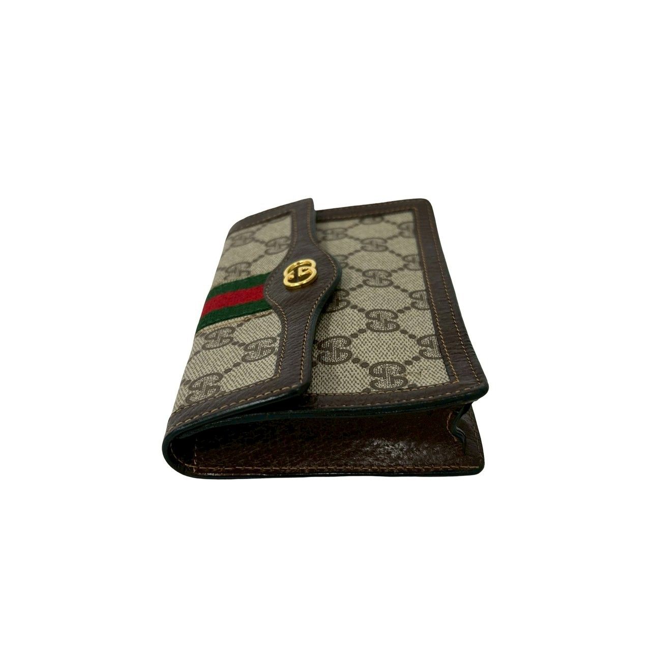 Gucci Vintage Sherry Line GG Logo Leather Pouch Case Brown — view 4
