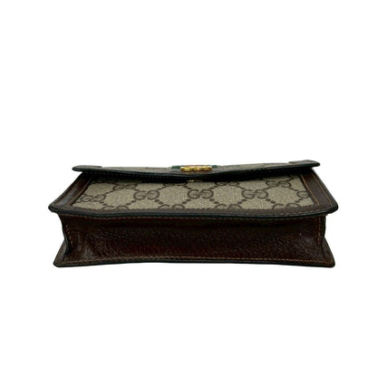 Gucci Vintage Sherry Line GG Logo Leather Pouch Case Brown — view 6