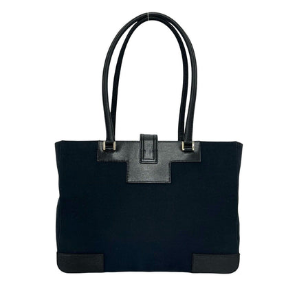 Gucci Logo Canvas Leather Tote Shoulder Bag Black — view 3