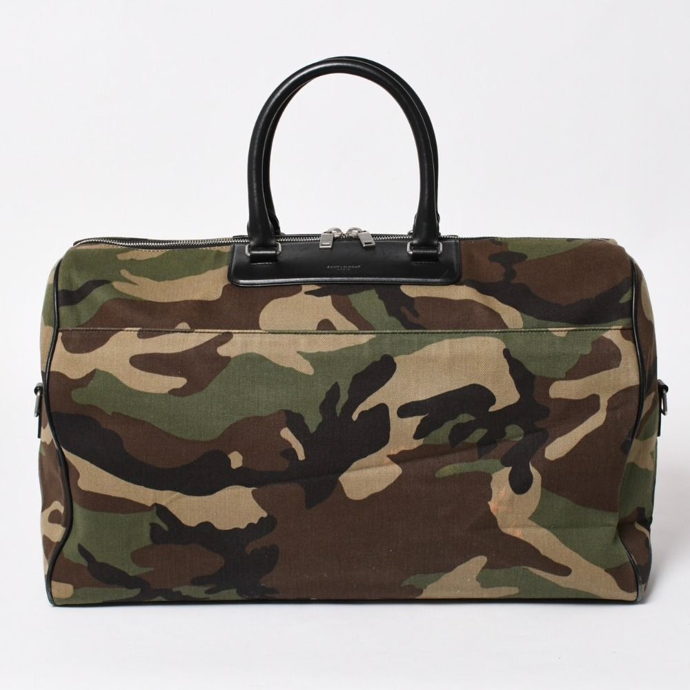 Saint Laurent Boston Bag Camo Leather Silver