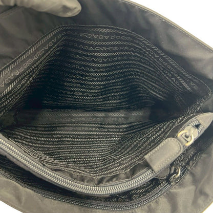 Prada Triangle Logo Tessuto Nylon Tote Shoulder Bag Black — view 9
