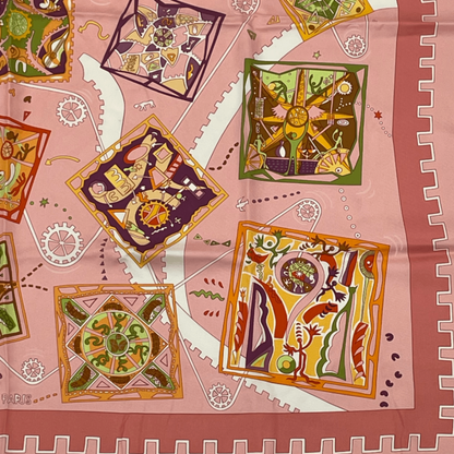 Hermes Scarf Carre 90 la Mecanique Des Idees Structure of Ideas Pink — view 3