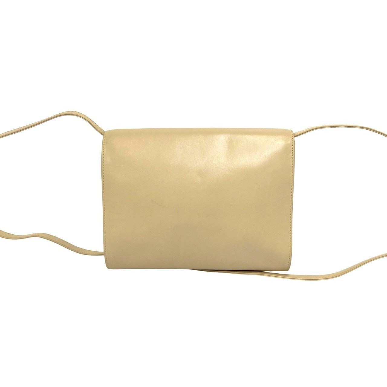 Celine Vintage Triomphe Logo Calf Leather Shoulder Bag Pochette Crossbody Beige — view 3