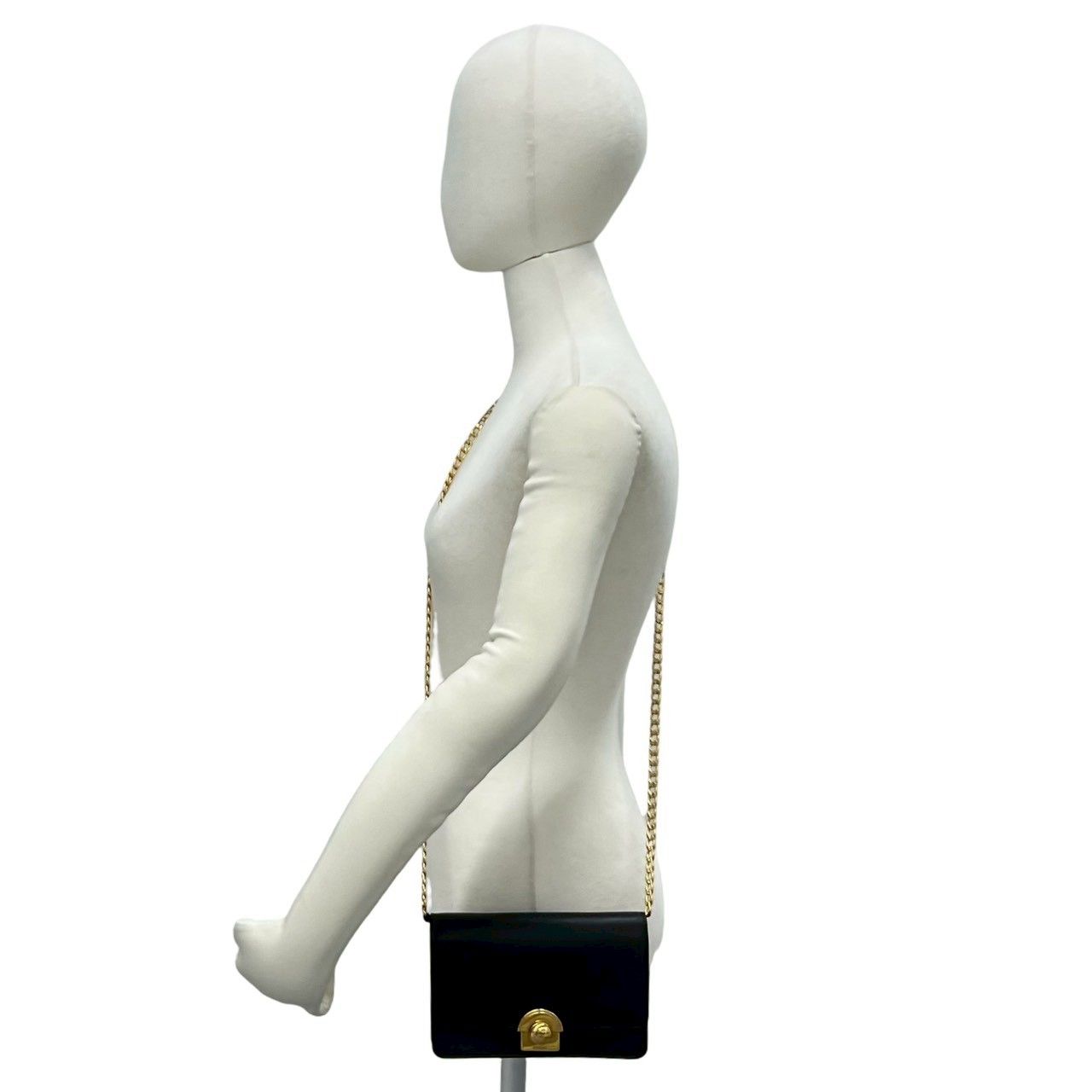 Prada Logo Saffiano Leather Chain Mini Shoulder Bag Pochette Black — view 2