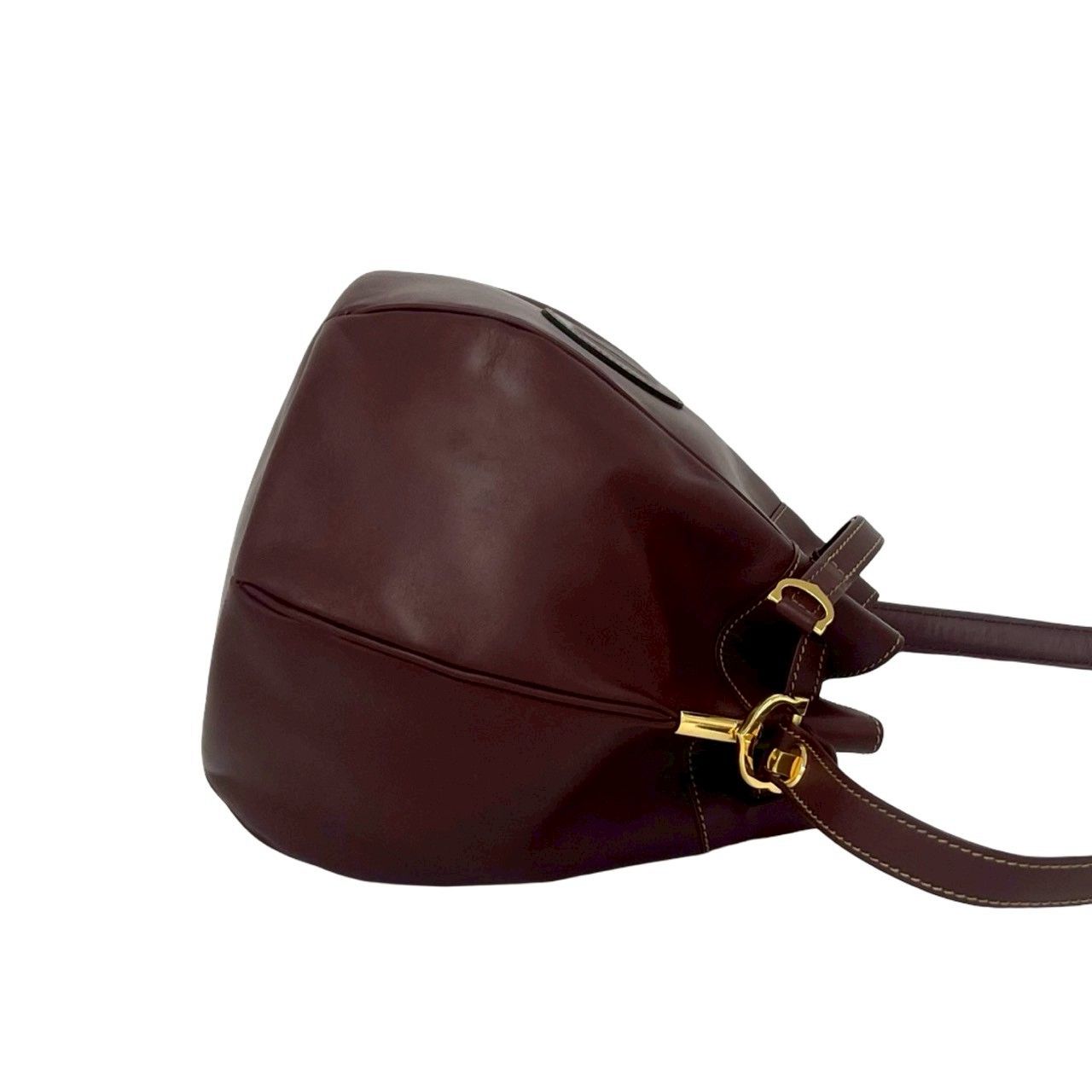 Cartier Vintage Must Line Leather Drawstring Shoulder Bag Pochette Bordeaux — view 6