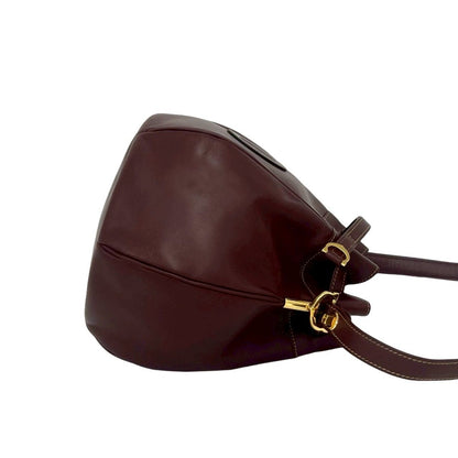 Cartier Vintage Must Line Leather Drawstring Shoulder Bag Pochette Bordeaux — view 6