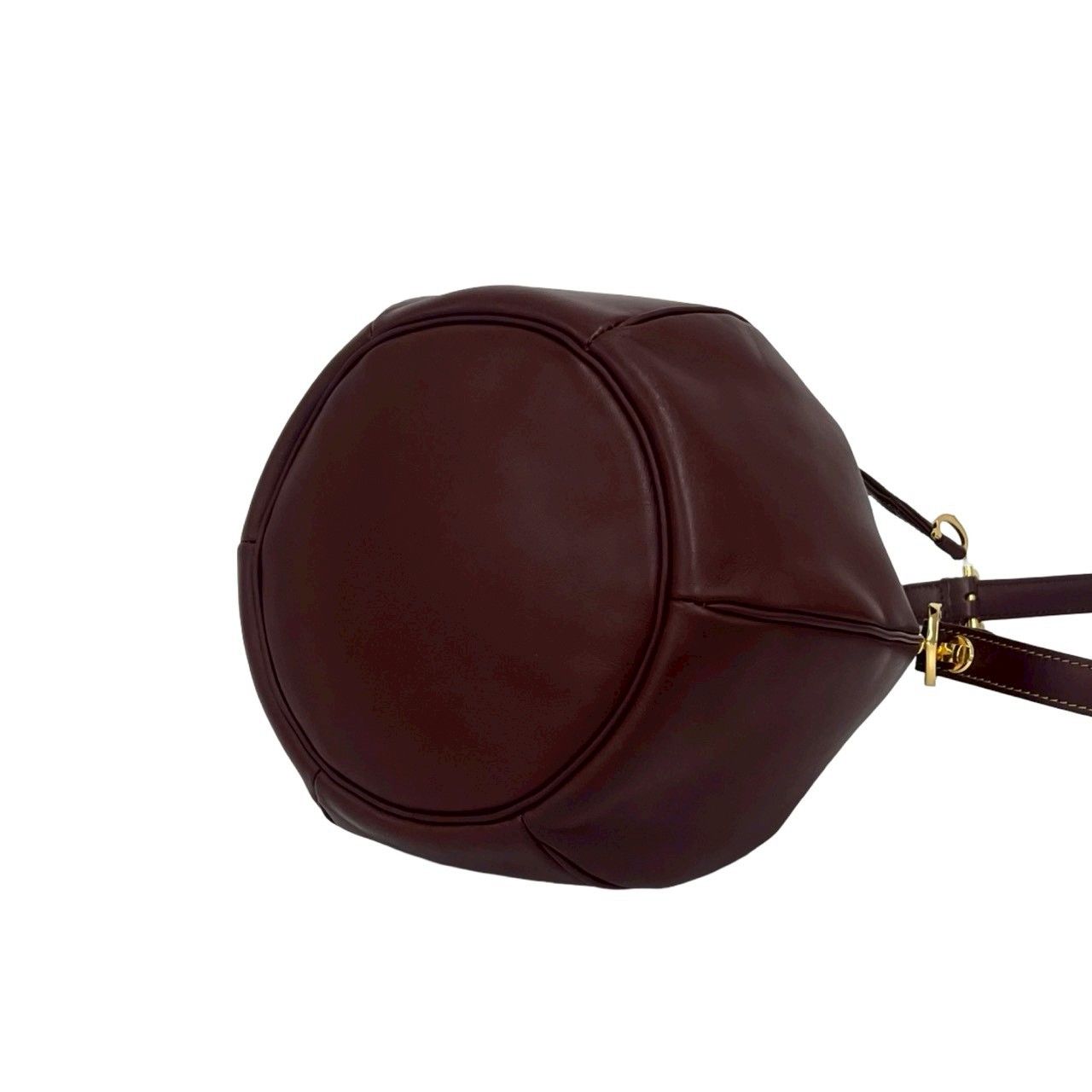 Cartier Vintage Must Line Leather Drawstring Shoulder Bag Pochette Bordeaux — view 8