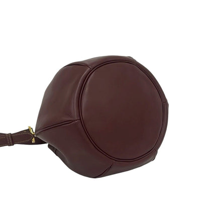 Cartier Vintage Must Line Leather Drawstring Shoulder Bag Pochette Bordeaux — view 7