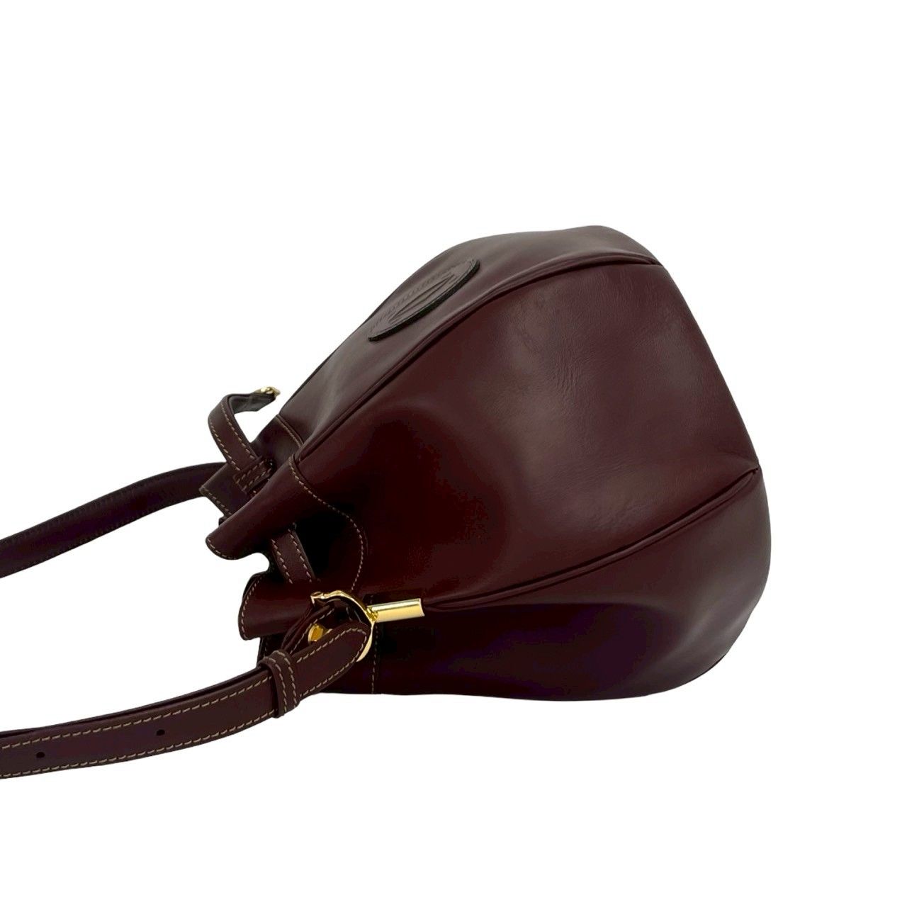 Cartier Vintage Must Line Leather Drawstring Shoulder Bag Pochette Bordeaux — view 5