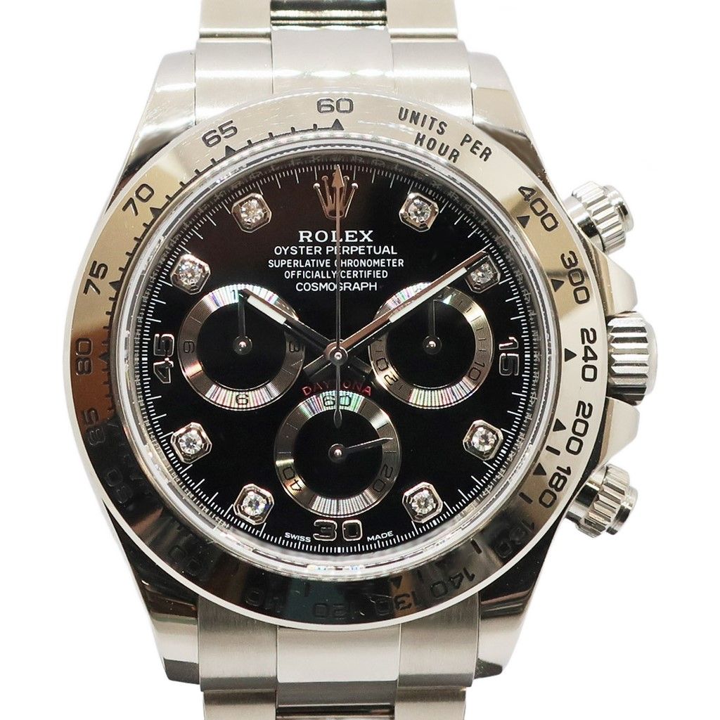 Rolex Ten Cosmograph Daytona Random Black Diamond 18k White Gold Watch