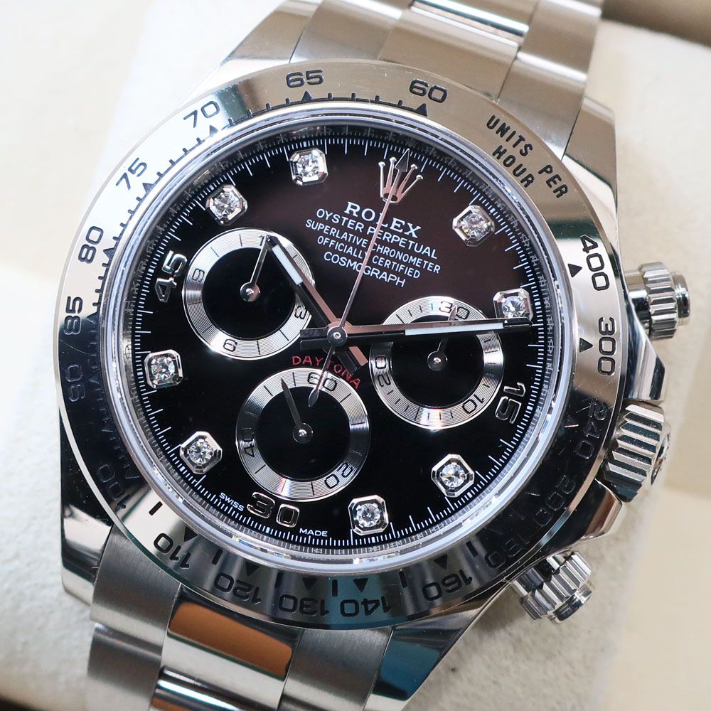 Rolex Ten Cosmograph Daytona Random Black Diamond 18k White Gold Watch — view 2
