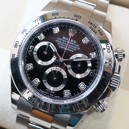 Rolex Ten Cosmograph Daytona Random Black Diamond 18k White Gold Watch — view 2