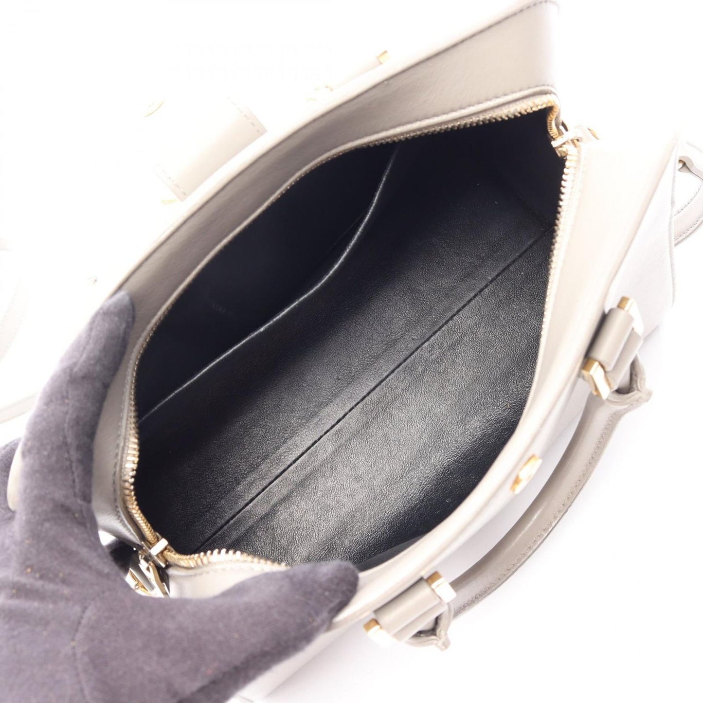 Saint Laurent Handbag Monogram Baby Cabas 2-Way Gray Leather — view 3