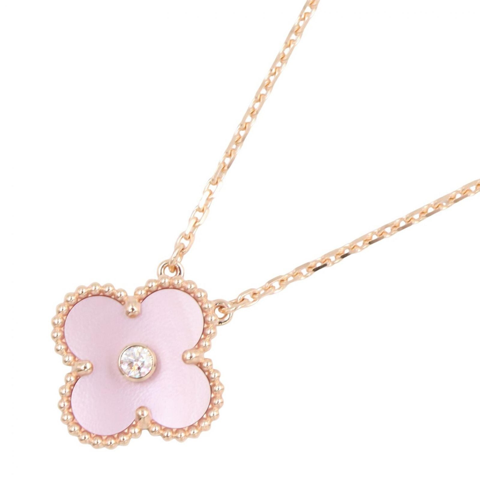 Van Cleef & Arpels Necklace Vintage Alhambra 37 41.5 cm 18k Pink Gold Diamond